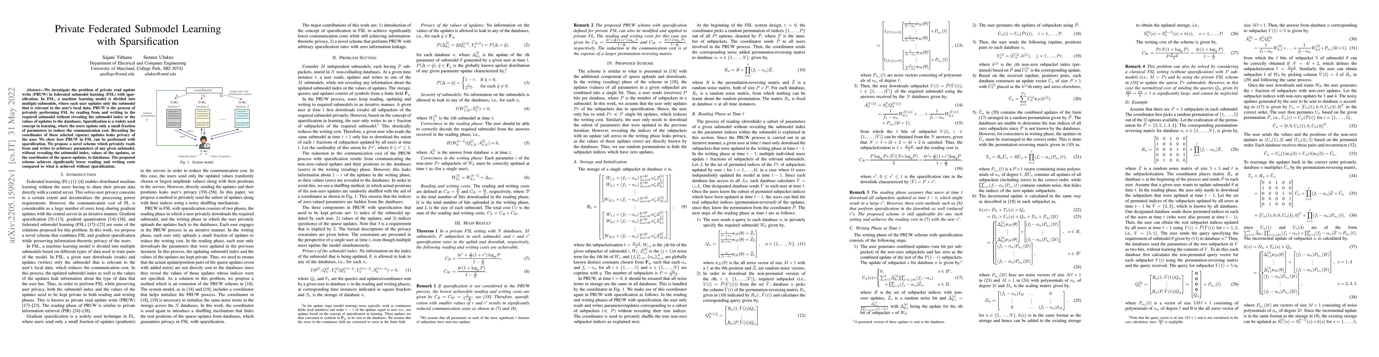 Thumbnail for Private Federated Submodel Learning with Sparsification