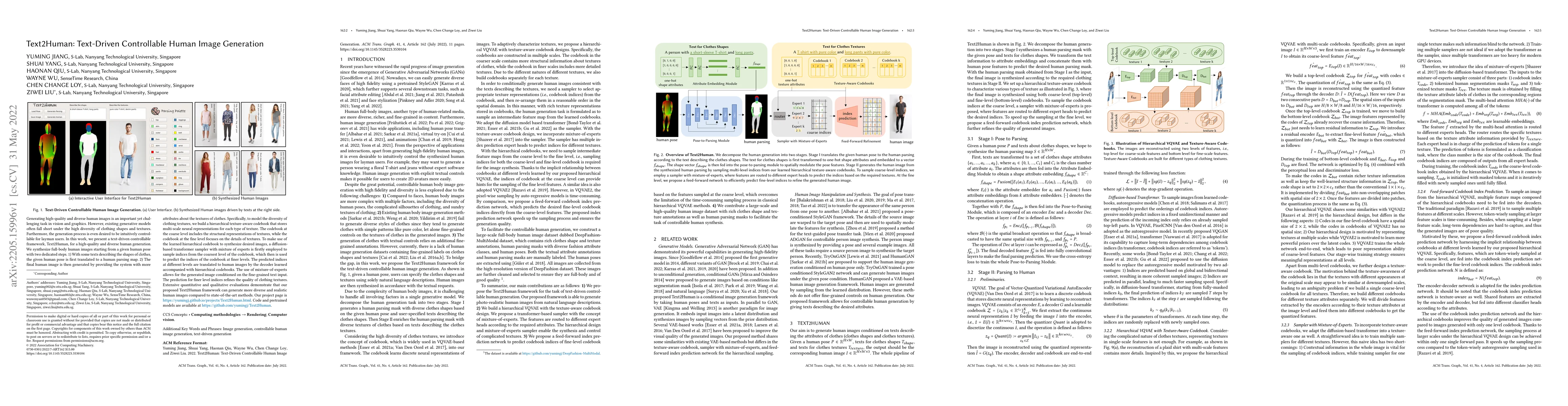 Thumbnail for Text2Human: Text-Driven Controllable Human Image Generation