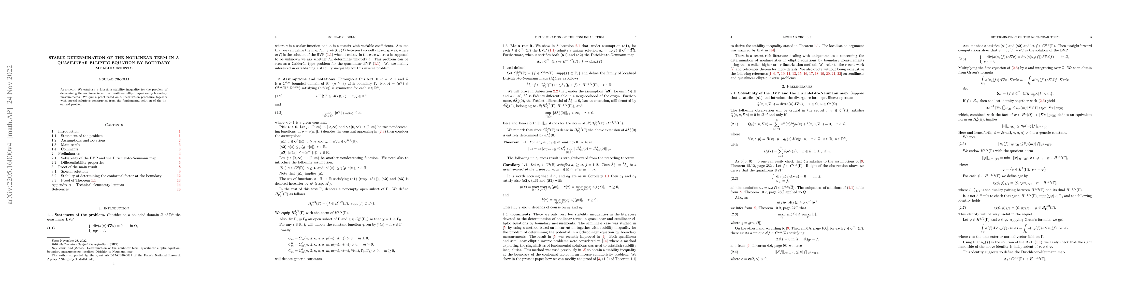 Thumbnail for Stable determination of the nonlinear term in a quasilinear elliptic
  equation by boundary measurements