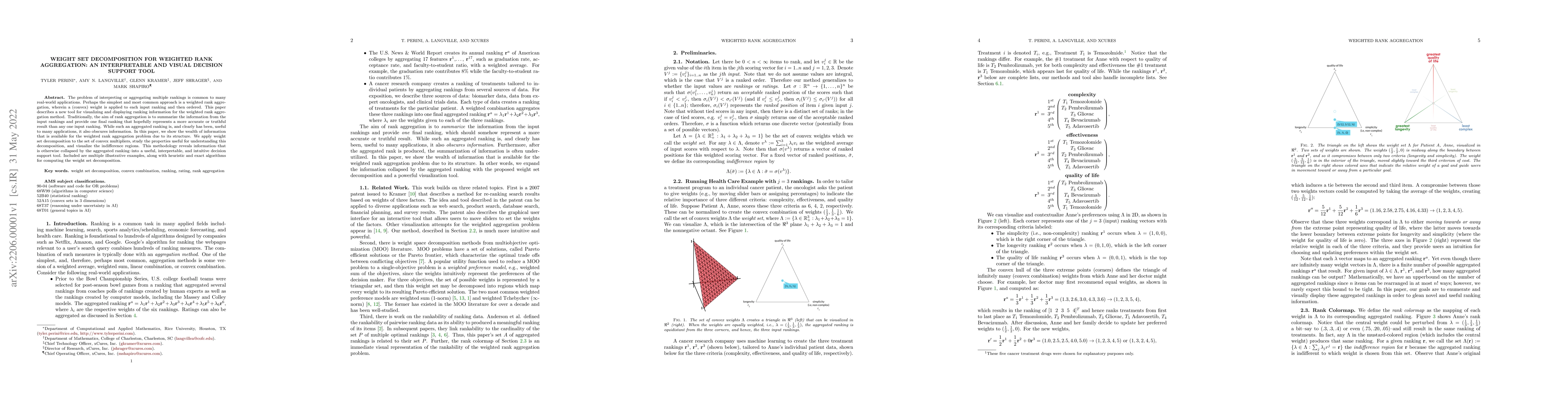 Thumbnail for Weight Set Decomposition for Weighted Rank Aggregation: An interpretable
  and visual decision support tool