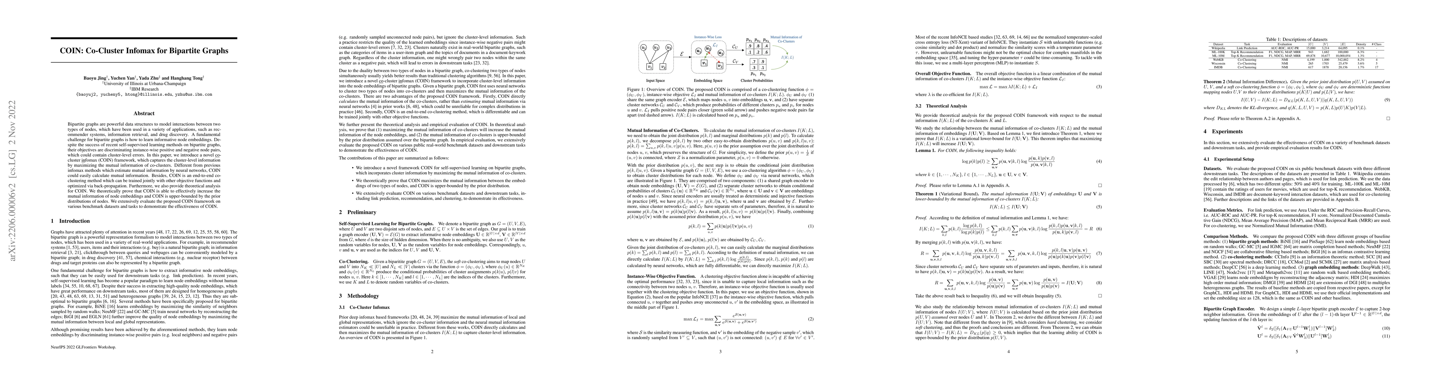 Thumbnail for COIN: Co-Cluster Infomax for Bipartite Graphs