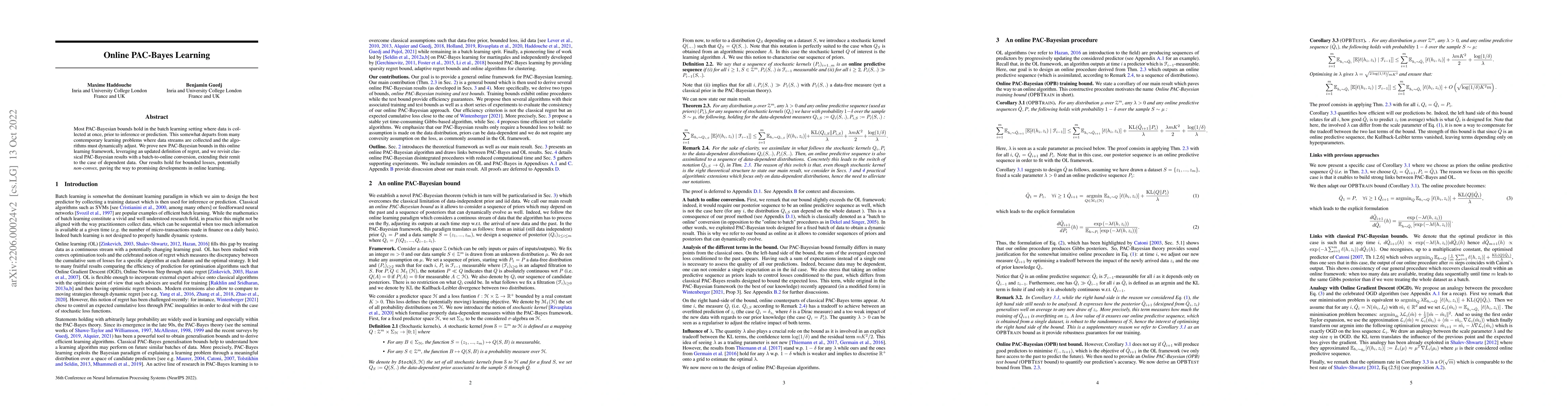 Thumbnail for Online PAC-Bayes Learning