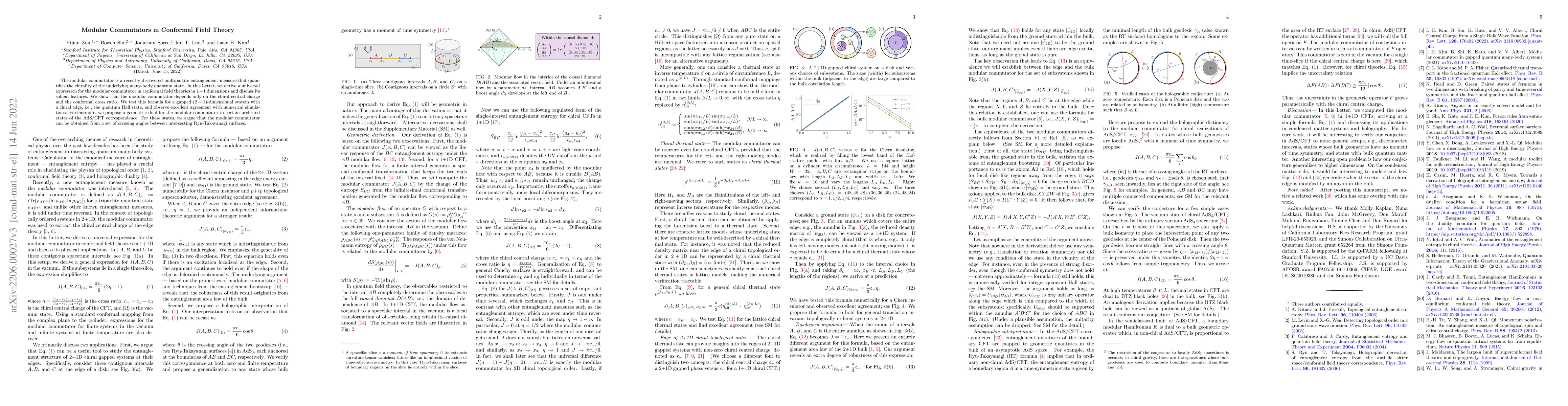 Thumbnail for Modular Commutators in Conformal Field Theory