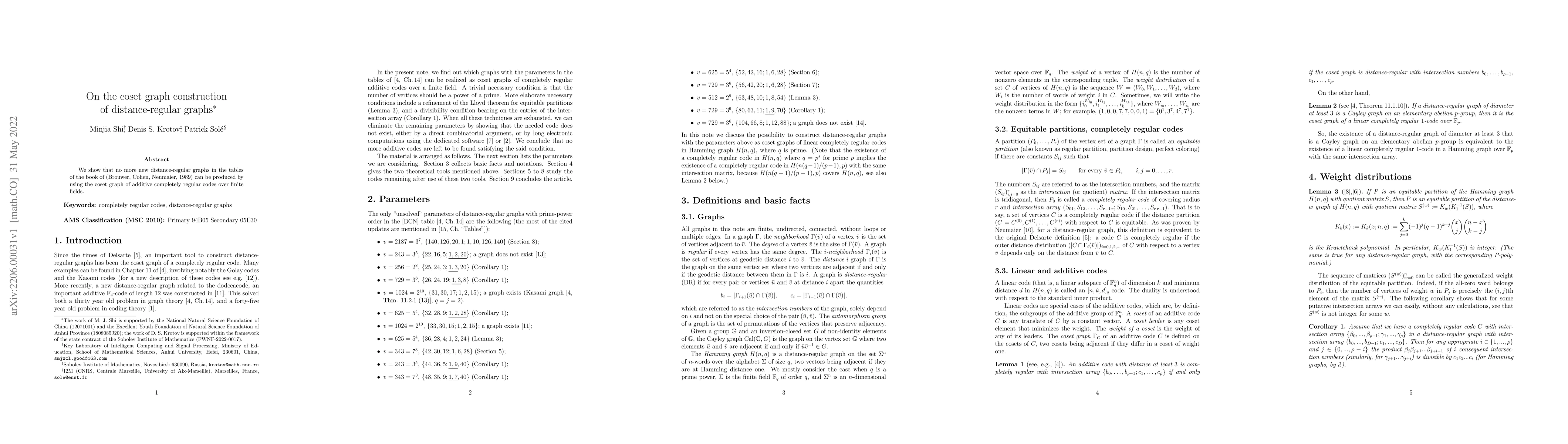 Thumbnail for On the coset graph construction of distance-regular graphs