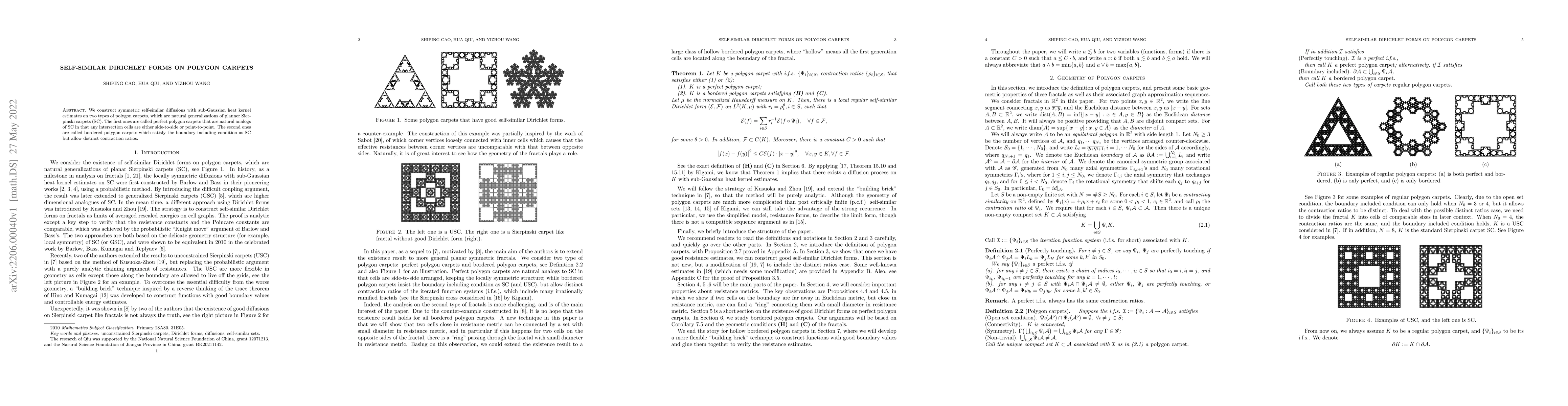 Thumbnail for Self-similar Dirichlet forms on polygon carpets
