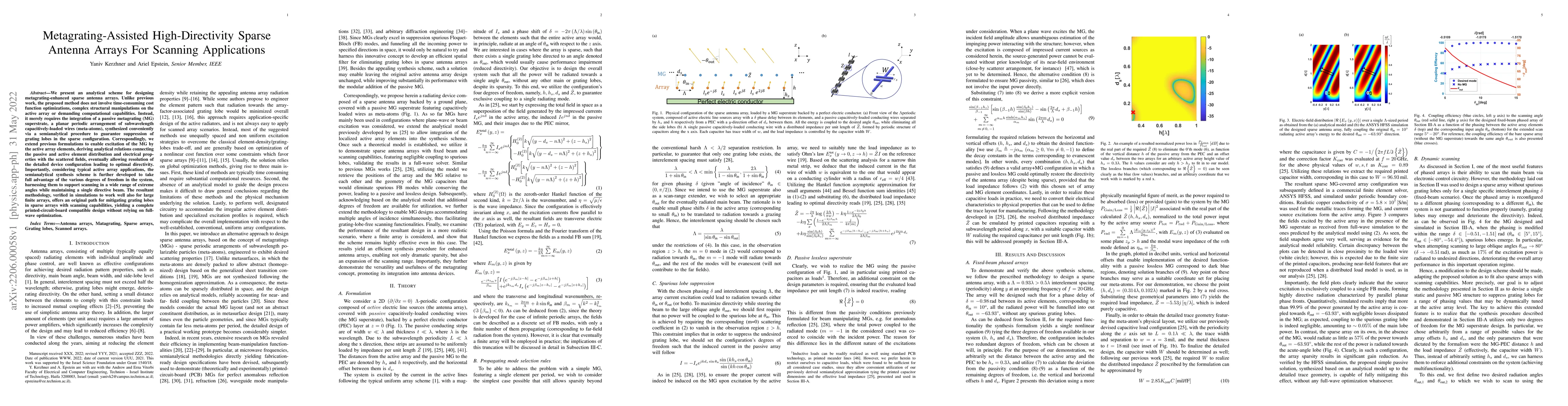 Thumbnail for Metagrating-Assisted High-Directivity Sparse Antenna Arrays For Scanning
  Applications