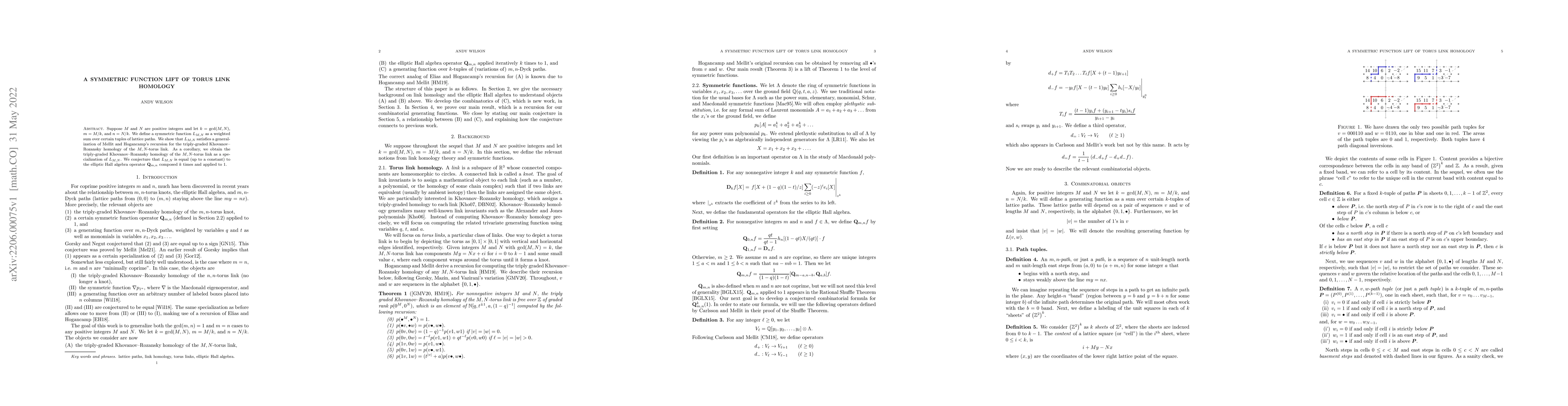 Thumbnail for A symmetric function lift of torus link homology