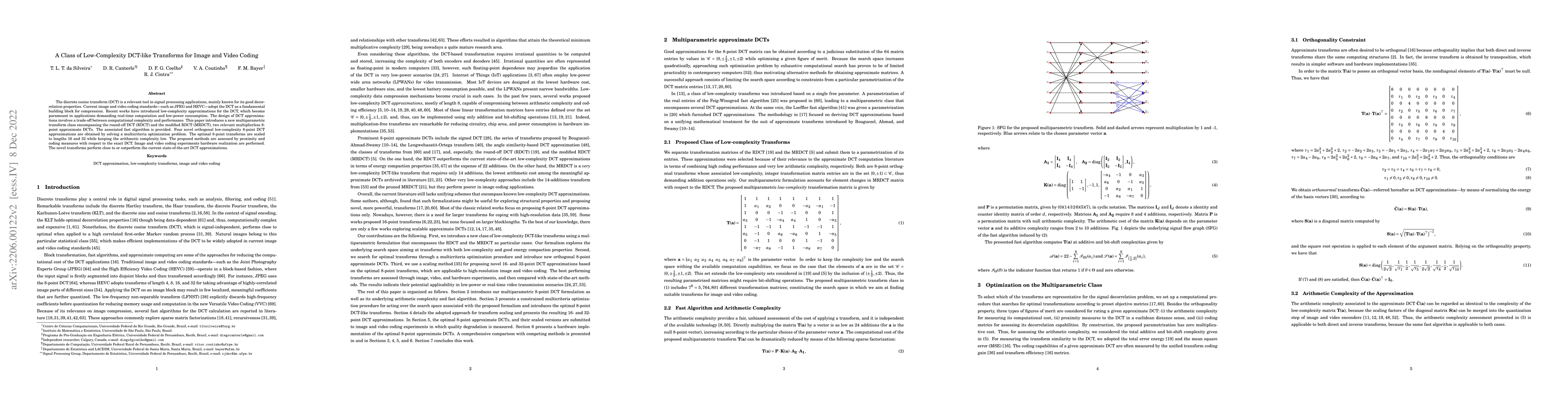 Thumbnail for A Class of Low-complexity DCT-like Transforms for Image and Video Coding