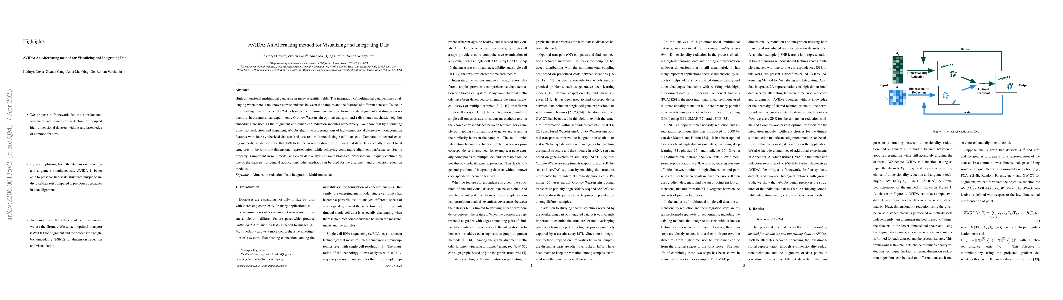 Thumbnail for AVIDA: Alternating method for Visualizing and Integrating Data