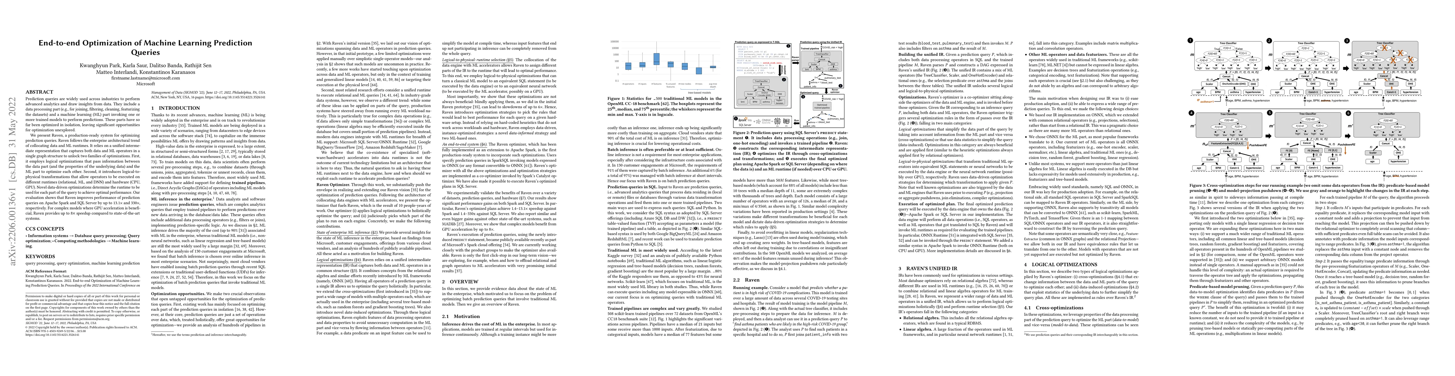 Thumbnail for End-to-end Optimization of Machine Learning Prediction Queries
