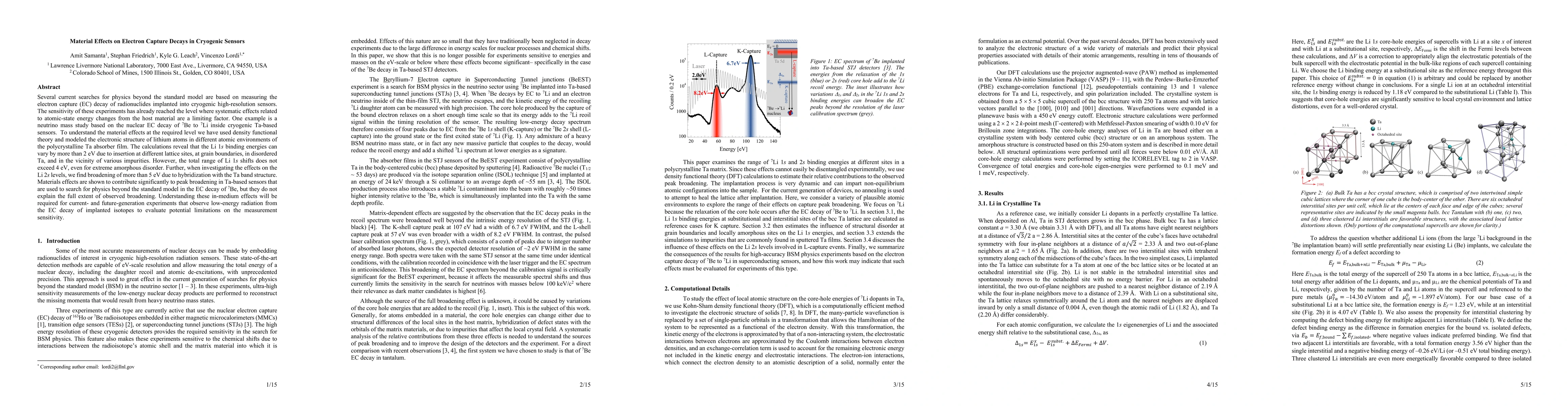 Thumbnail for Material Effects on Electron Capture Decays in Cryogenic Sensors