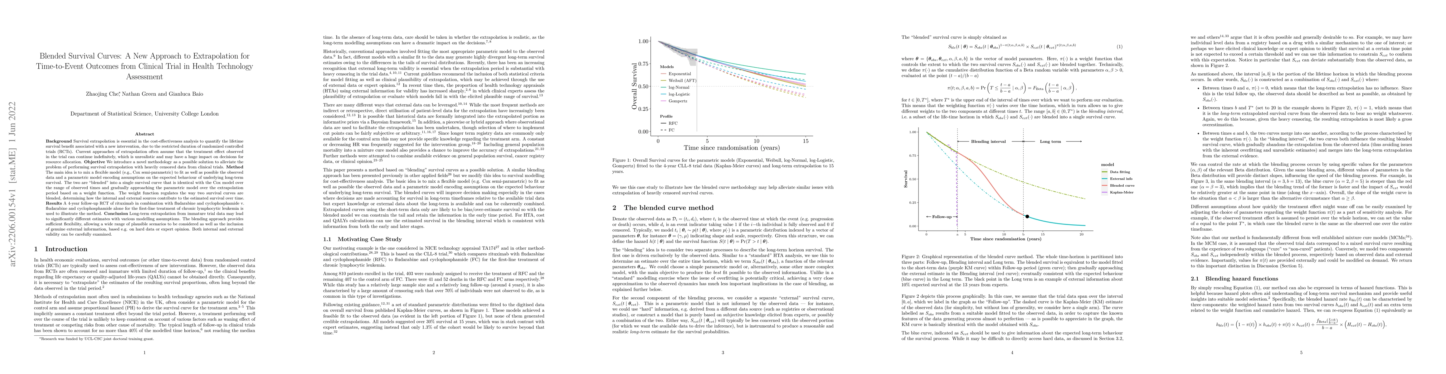 Thumbnail for Blended Survival Curves: A New Approach to Extrapolation for
  Time-to-Event Outcomes from Clinical Trial in Health Technology Assessment