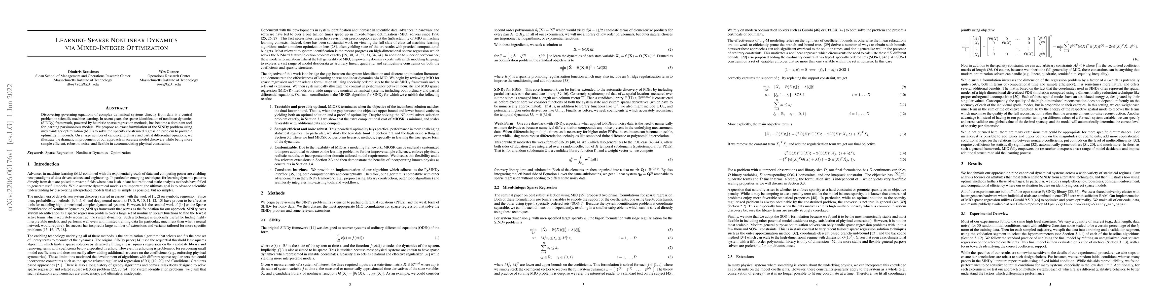 Thumbnail for Learning Sparse Nonlinear Dynamics via Mixed-Integer Optimization