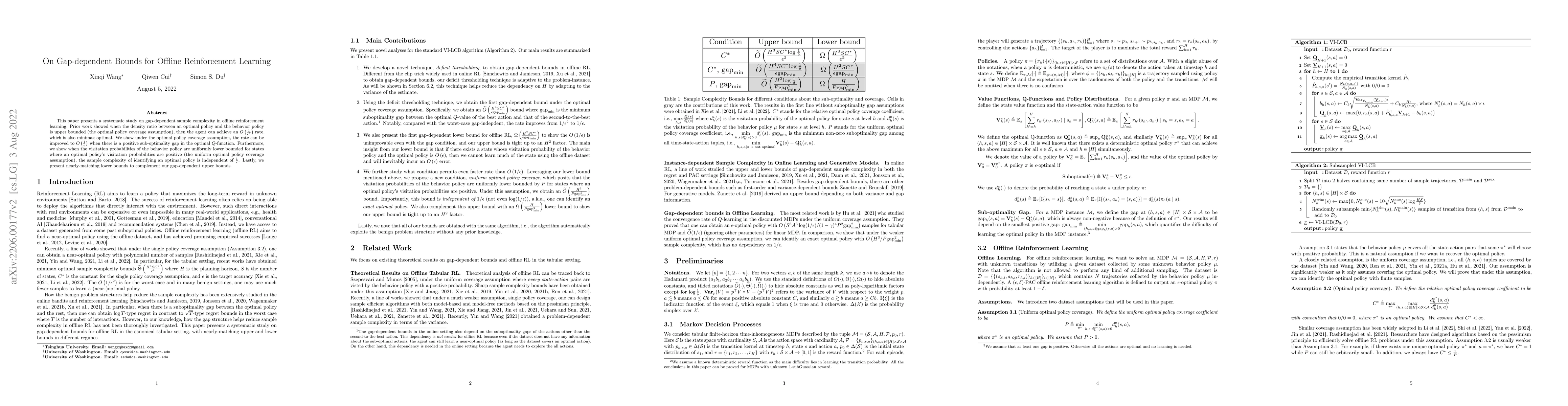 Thumbnail for On Gap-dependent Bounds for Offline Reinforcement Learning