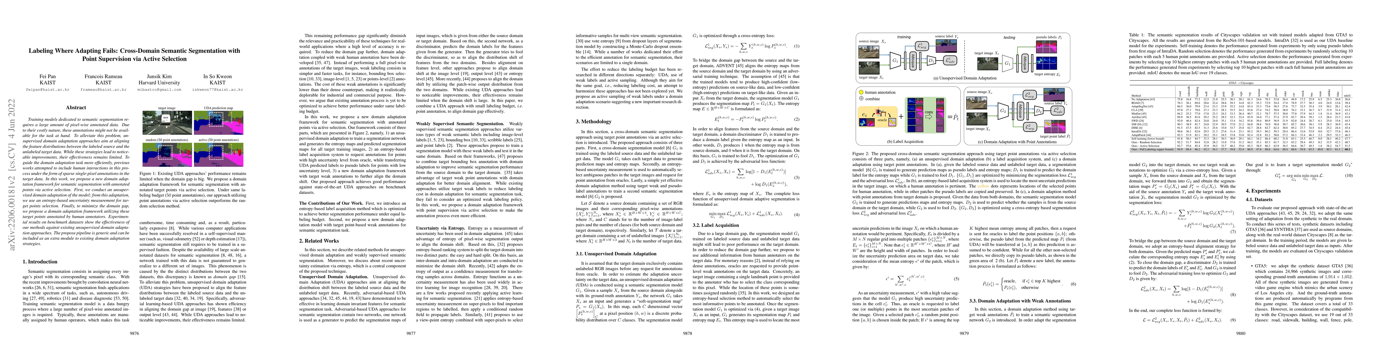 Thumbnail for Labeling Where Adapting Fails: Cross-Domain Semantic Segmentation with
  Point Supervision via Active Selection