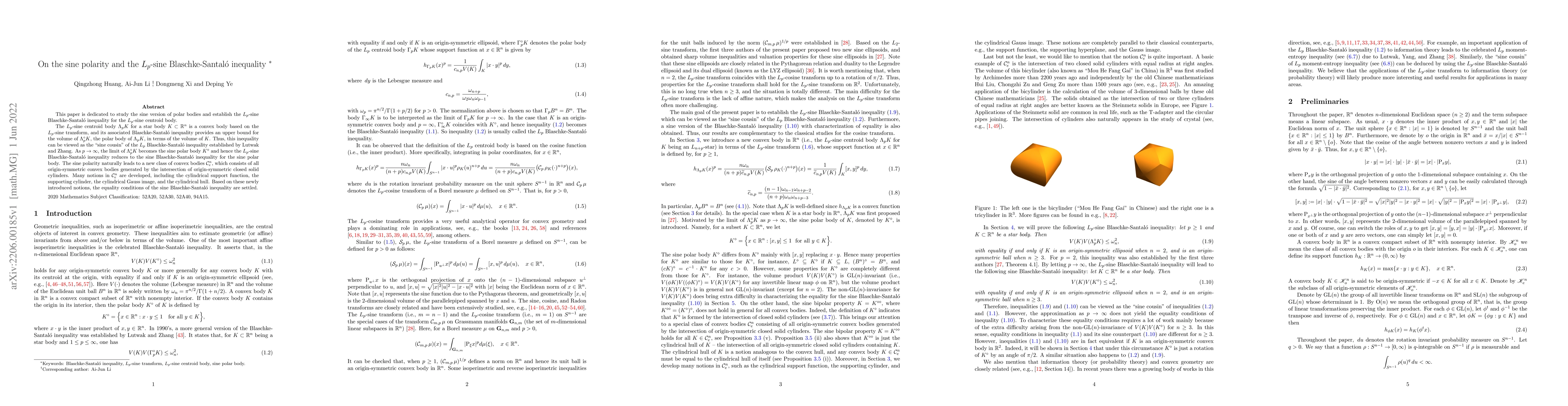 Thumbnail for On the sine polarity and the $L_p$-sine Blaschke-Santal\'{o} inequality