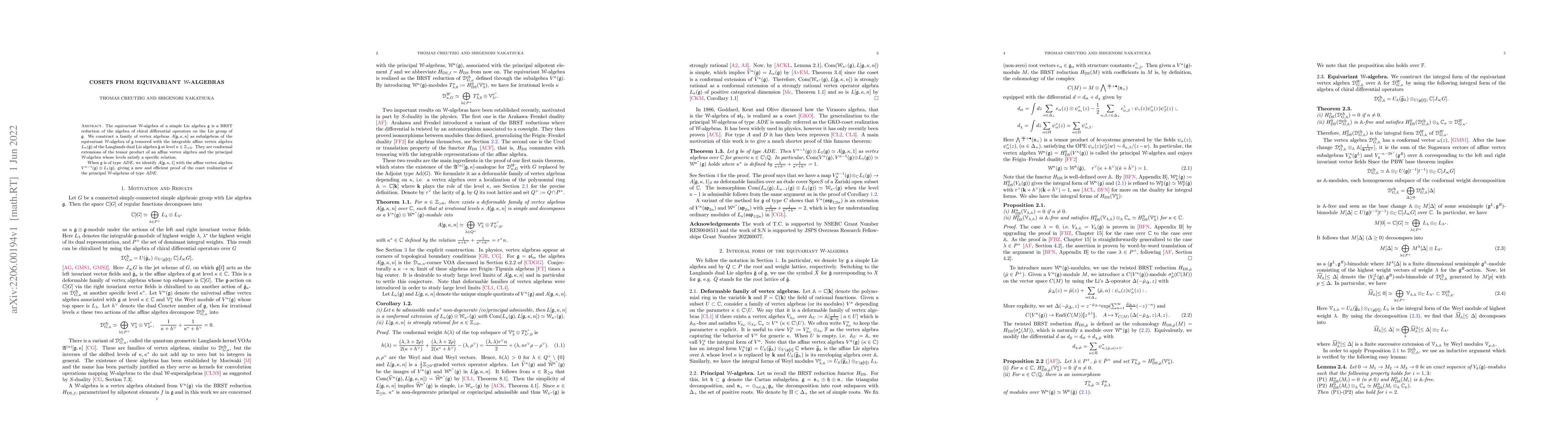 Thumbnail for Cosets from equivariant W-algebras