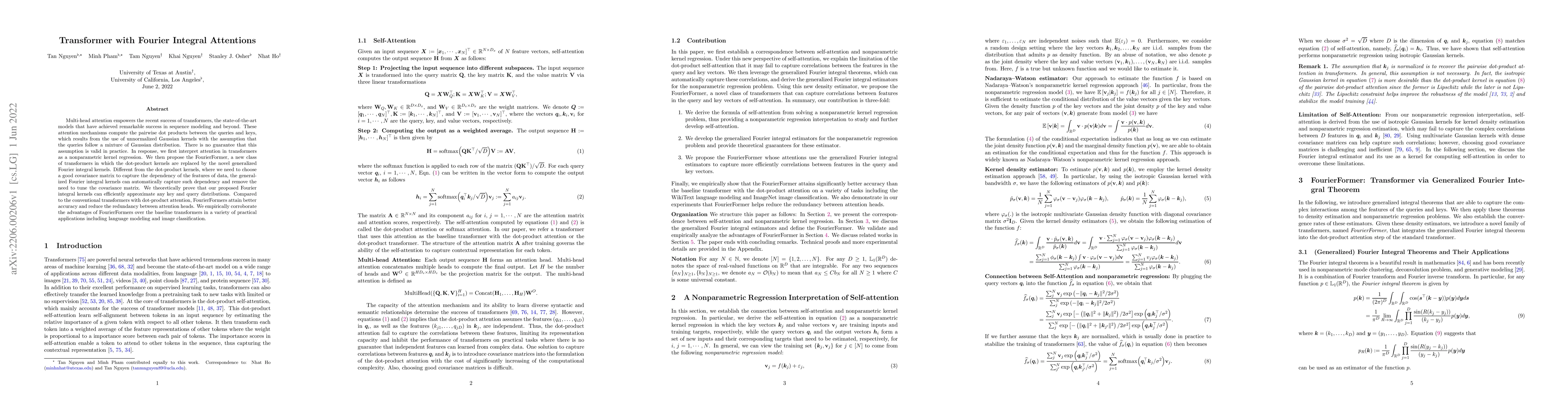 Thumbnail for Transformer with Fourier Integral Attentions
