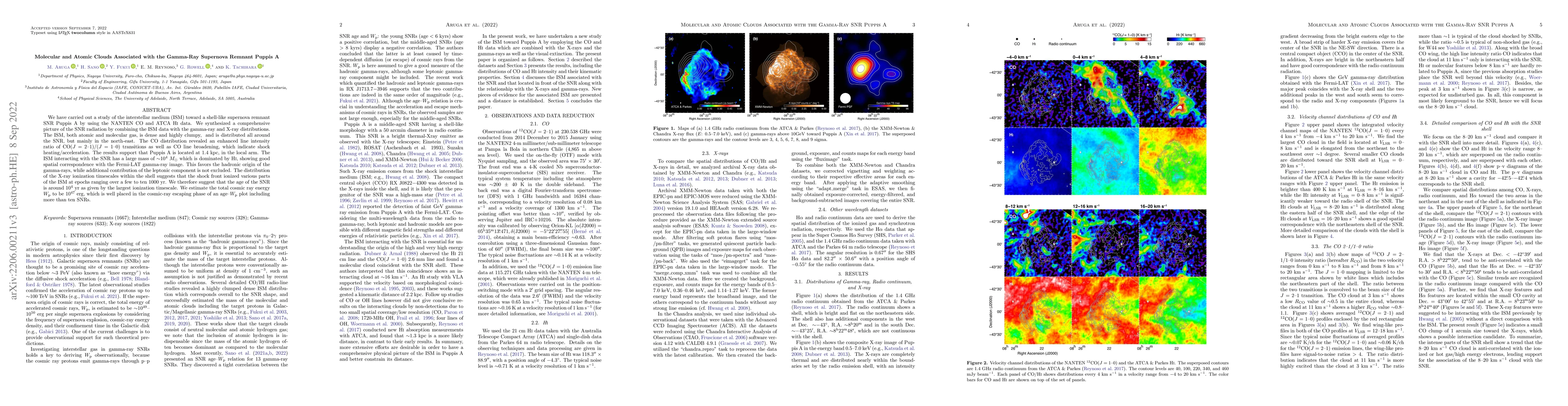 Thumbnail for Molecular and Atomic Clouds Associated with the Gamma-Ray Supernova
  Remnant Puppis A