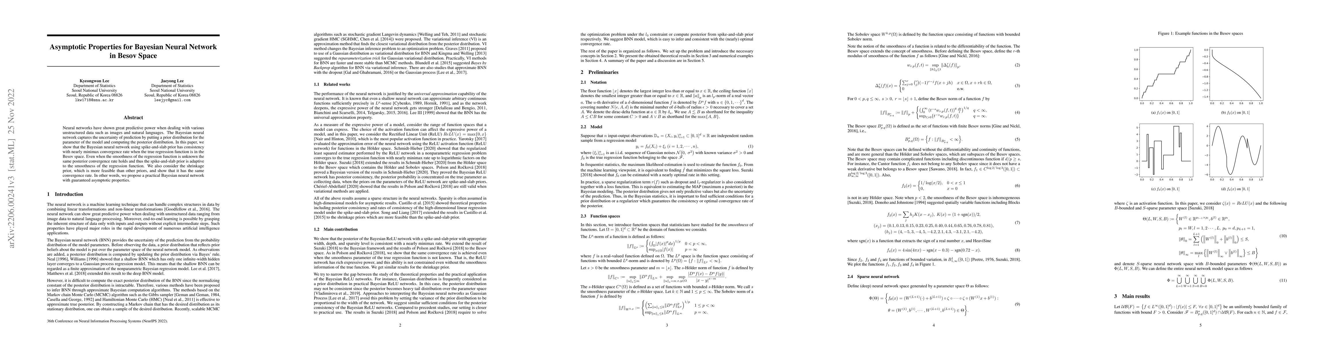 Thumbnail for Asymptotic Properties for Bayesian Neural Network in Besov Space