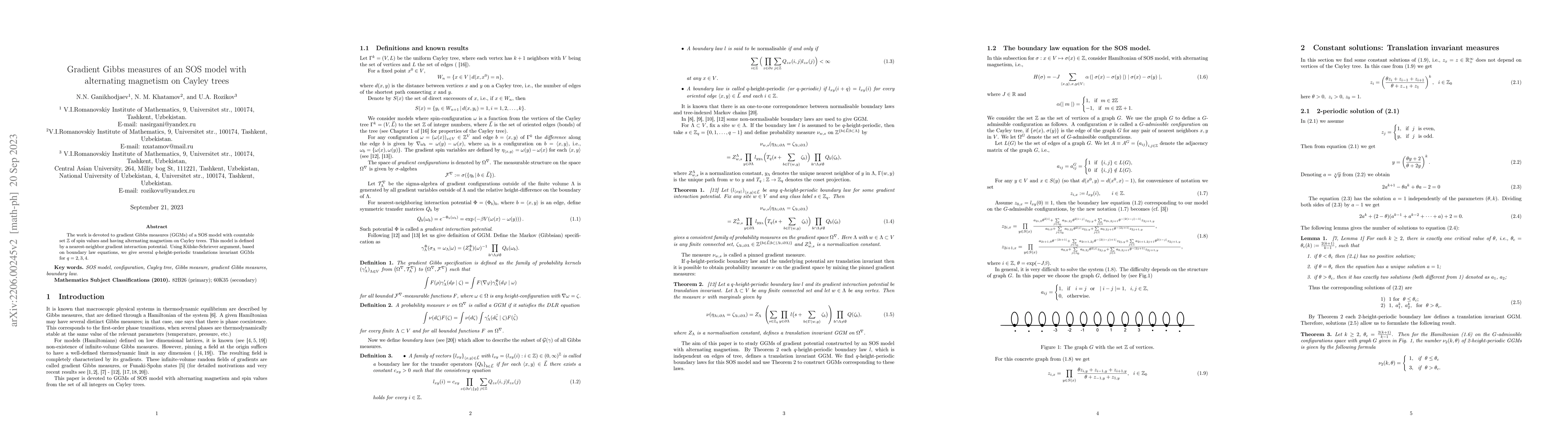 Thumbnail for Gradient Gibbs measures of an SOS model with alternating magnetism on
  Cayley trees
