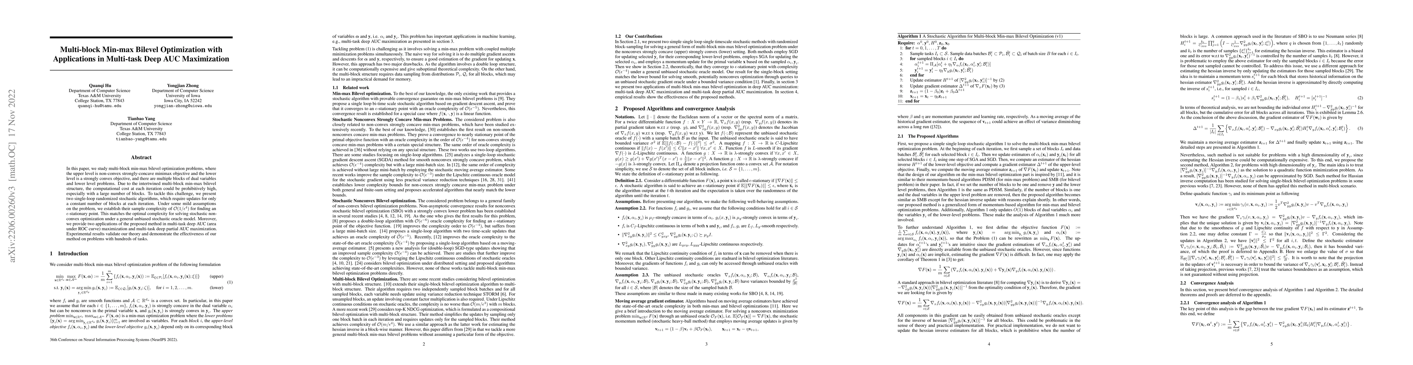 Thumbnail for Multi-block Min-max Bilevel Optimization with Applications in Multi-task
  Deep AUC Maximization