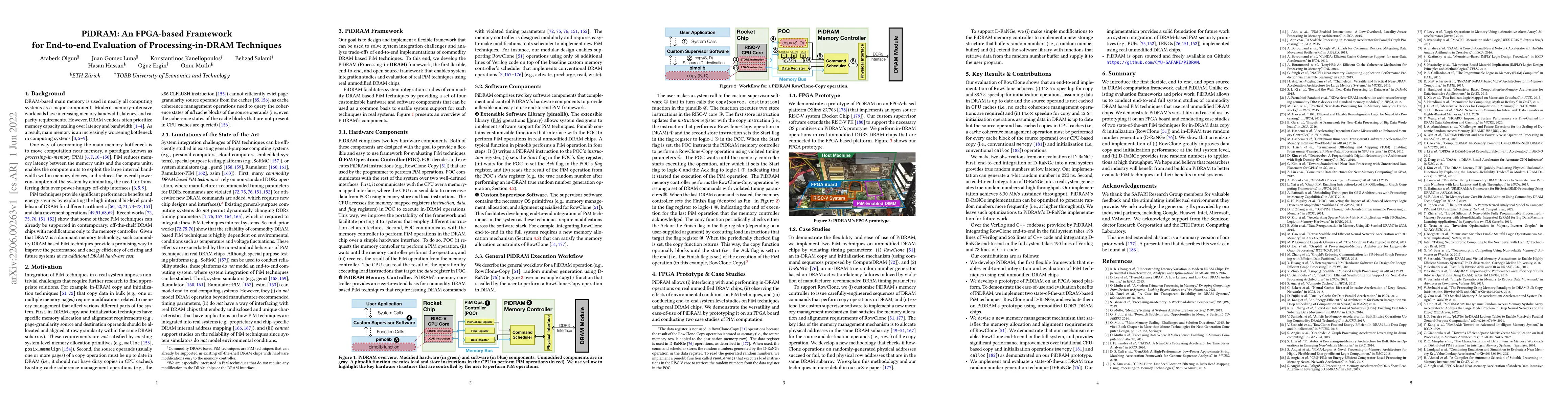 Thumbnail for PiDRAM: An FPGA-based Framework for End-to-end Evaluation of
  Processing-in-DRAM Techniques