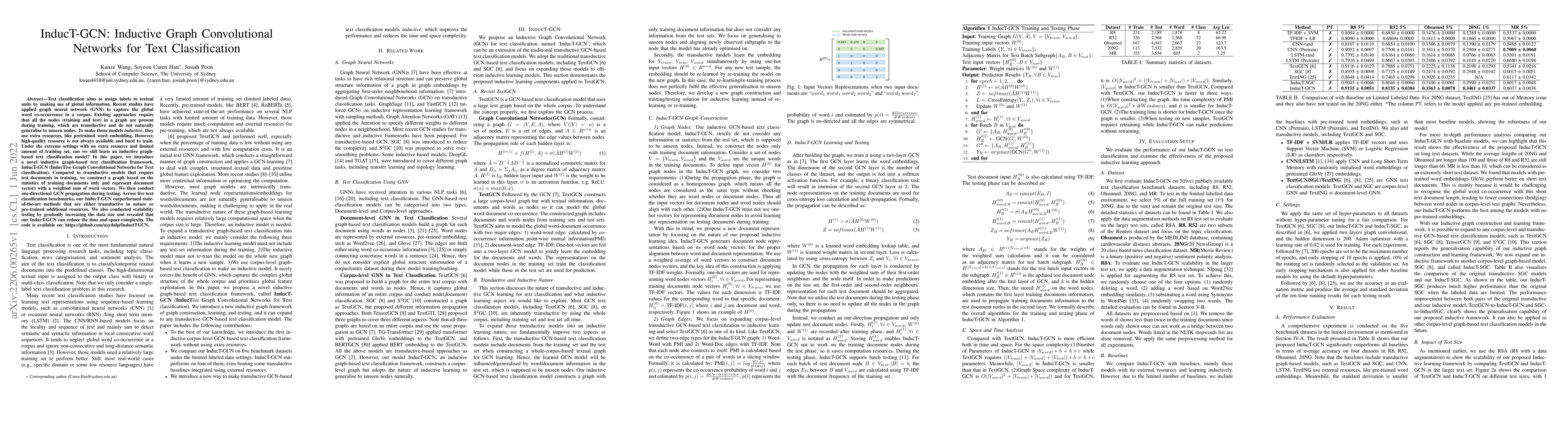 Thumbnail for InducT-GCN: Inductive Graph Convolutional Networks for Text
  Classification