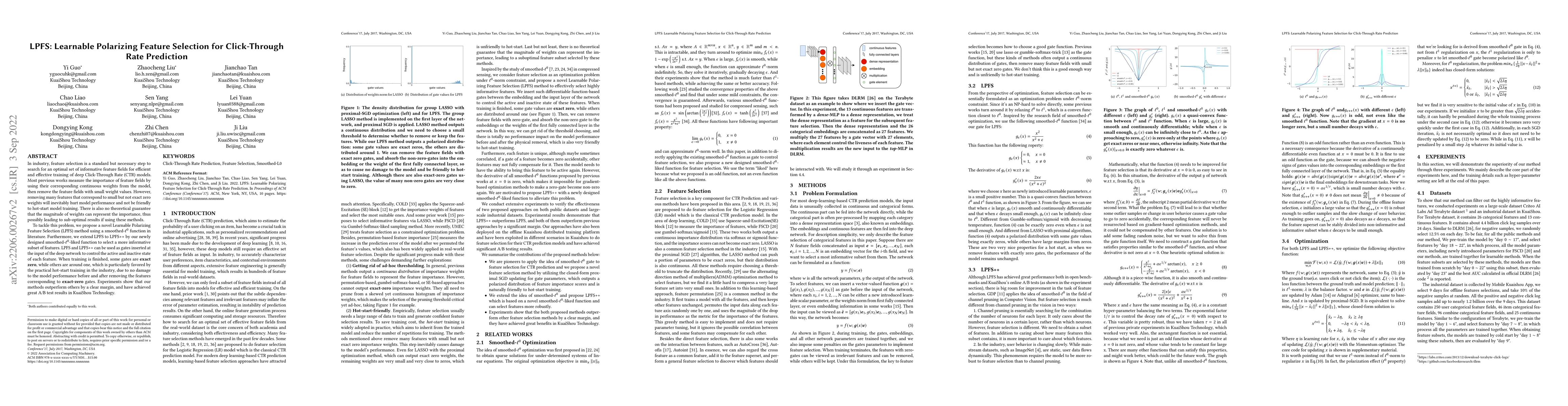Thumbnail for LPFS: Learnable Polarizing Feature Selection for Click-Through Rate
  Prediction