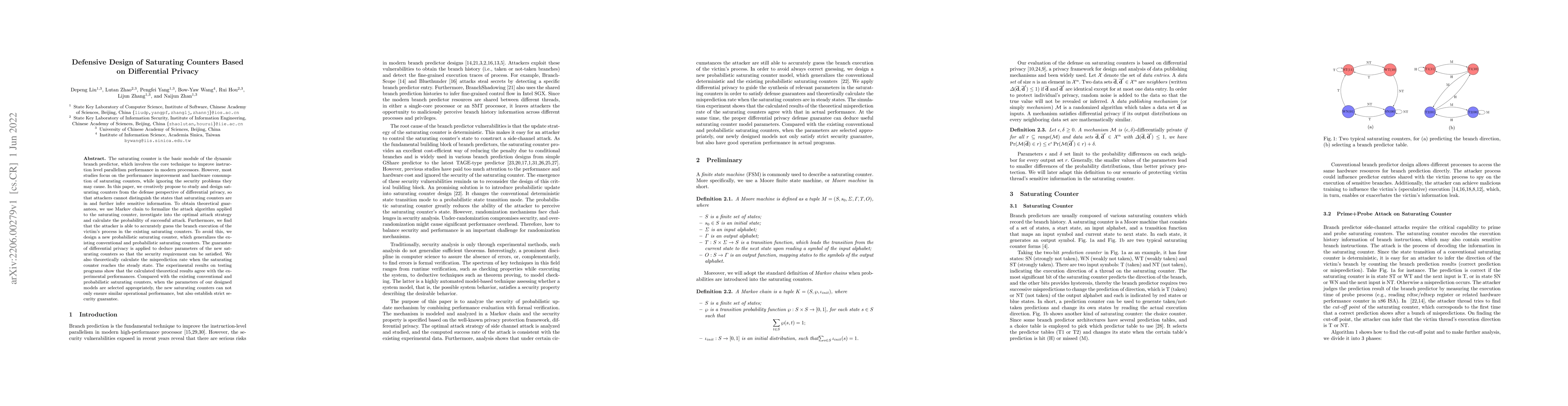 Thumbnail for Defensive Design of Saturating Counters Based on Differential Privacy