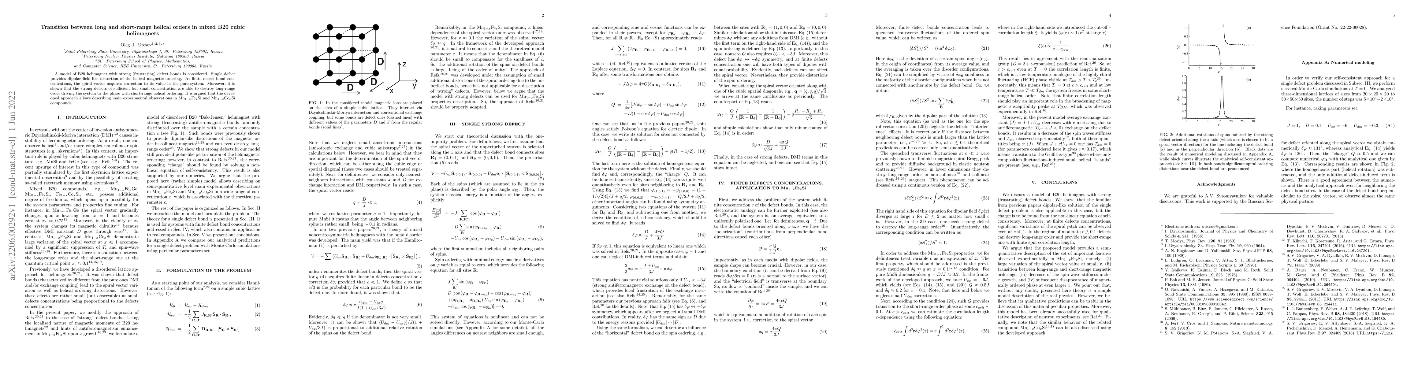 Thumbnail for Transition between long and short-range helical orders in mixed B20
  cubic helimagnets