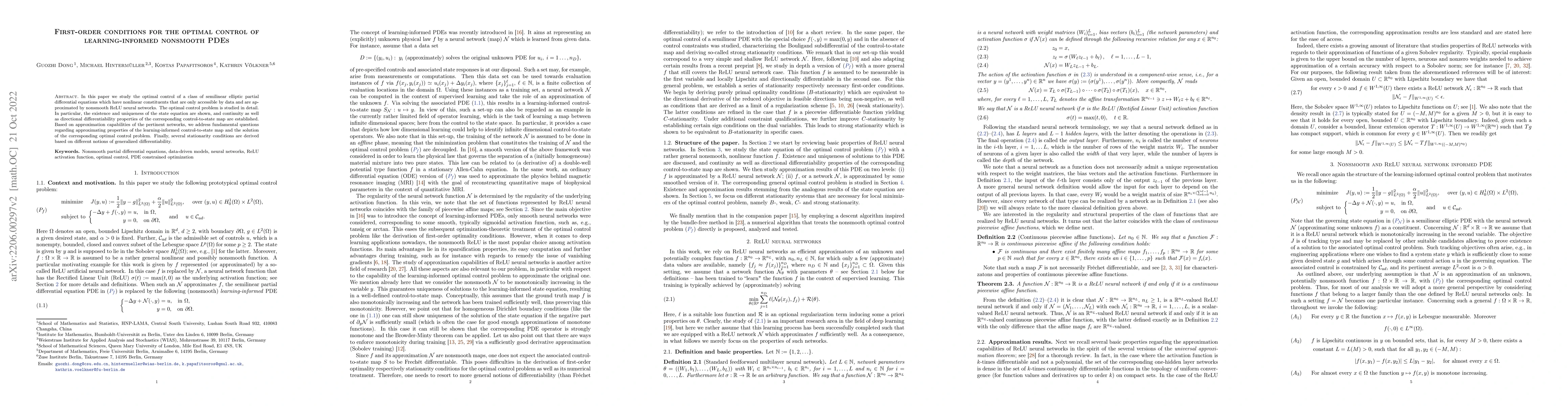 Thumbnail for First-order conditions for the optimal control of learning-informed
  nonsmooth PDEs