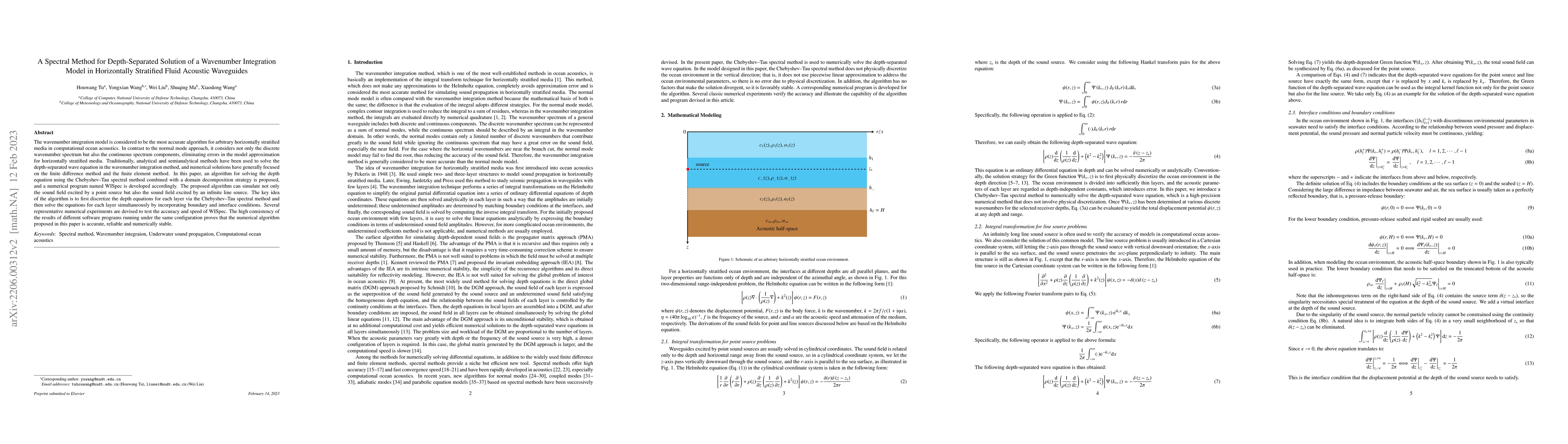 Thumbnail for A Spectral Method for Depth-Separated Solution of a Wavenumber
  Integration Model in Horizontally Stratified Fluid Acoustic Waveguides