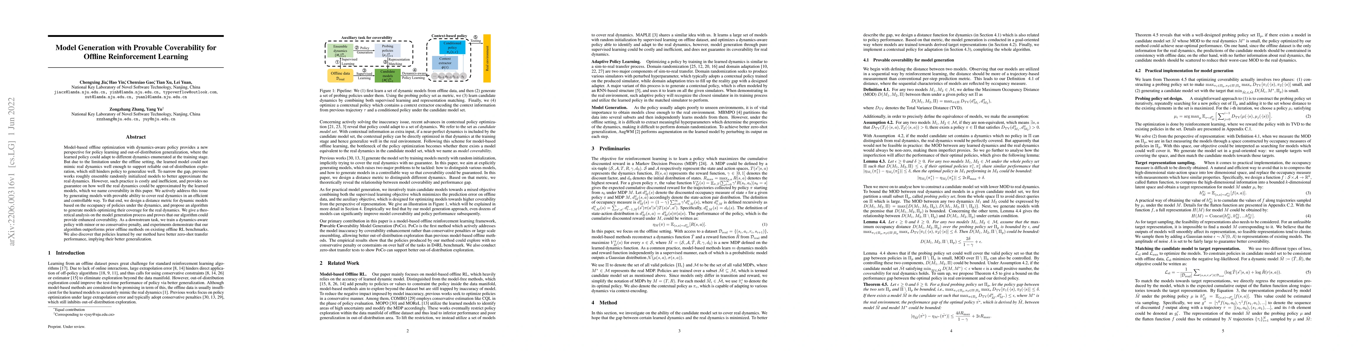 Thumbnail for Model Generation with Provable Coverability for Offline Reinforcement
  Learning
