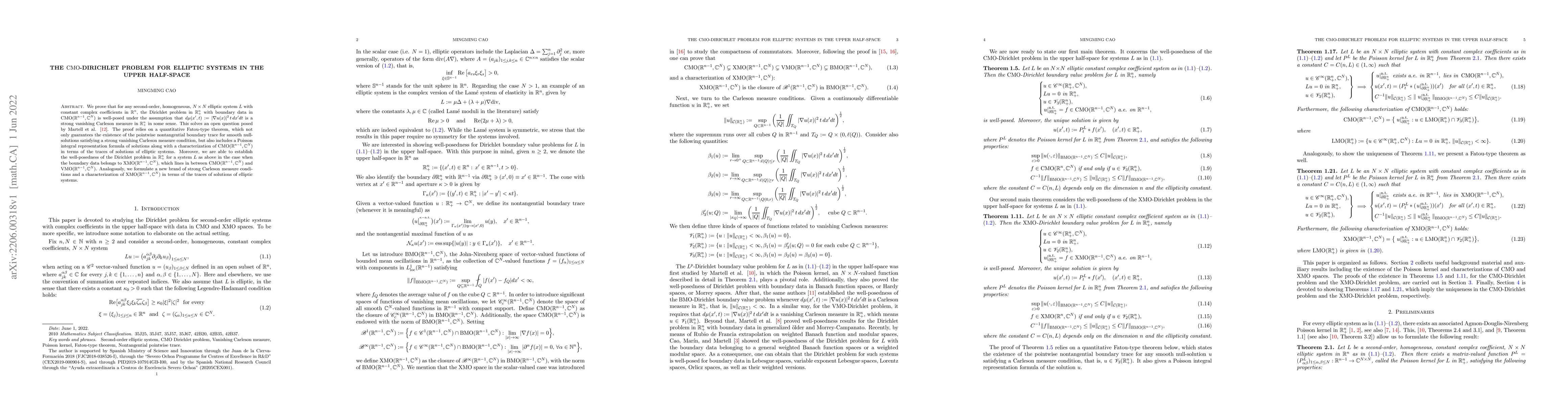 Thumbnail for The $\mathrm{CMO}$-Dirichlet problem for elliptic systems in the upper
  half-space