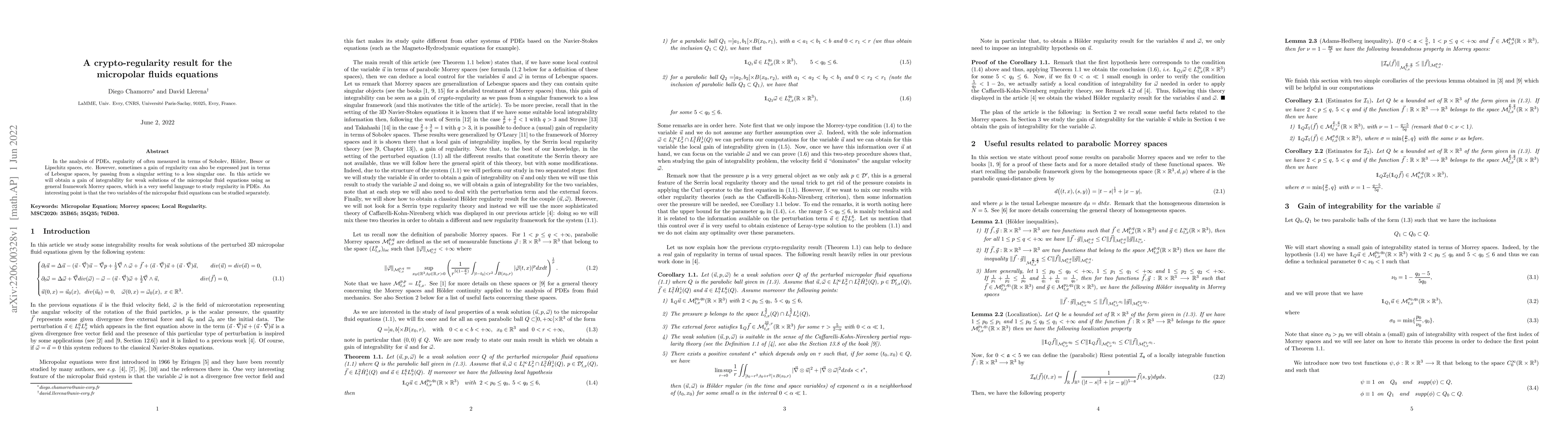 Thumbnail for A crypto-regularity result for the micropolar fluids equations