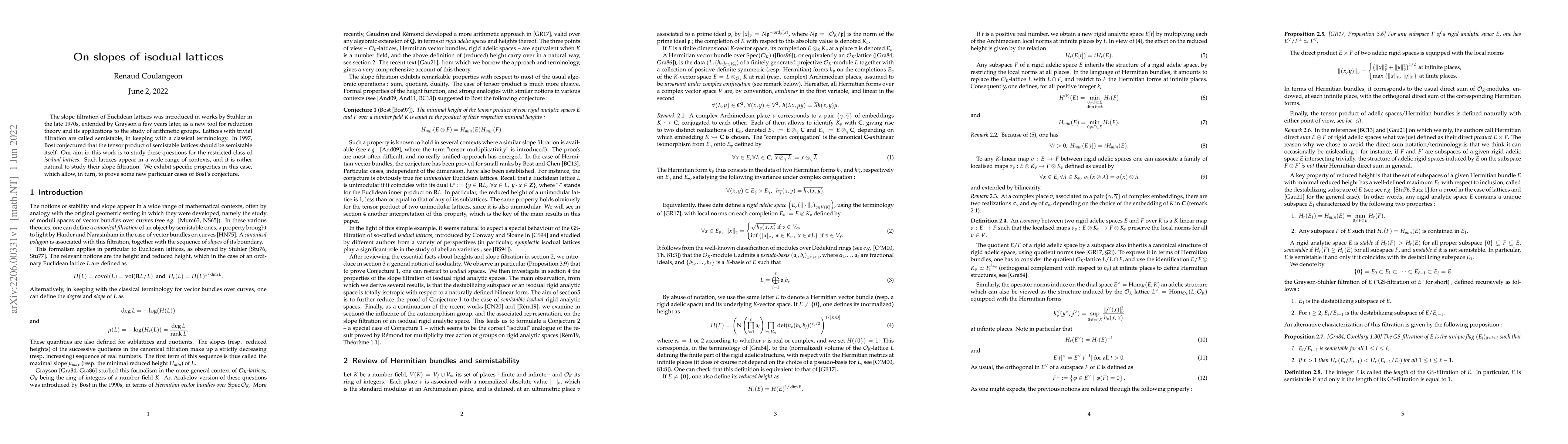 Thumbnail for On slopes of isodual lattices