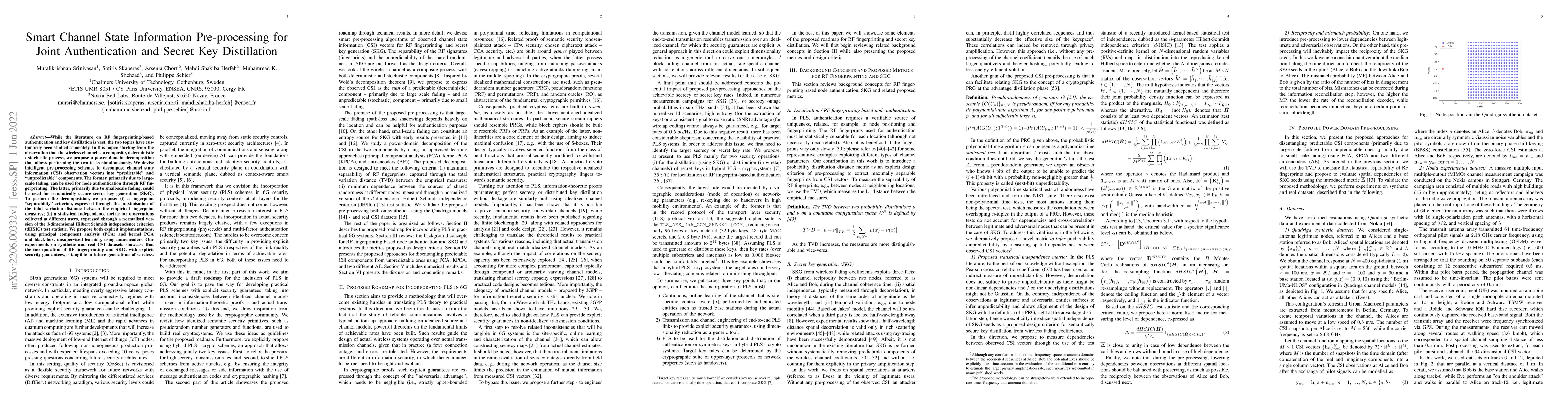 Thumbnail for Smart Channel State Information Pre-processing for Joint Authentication
  and Secret Key Distillation