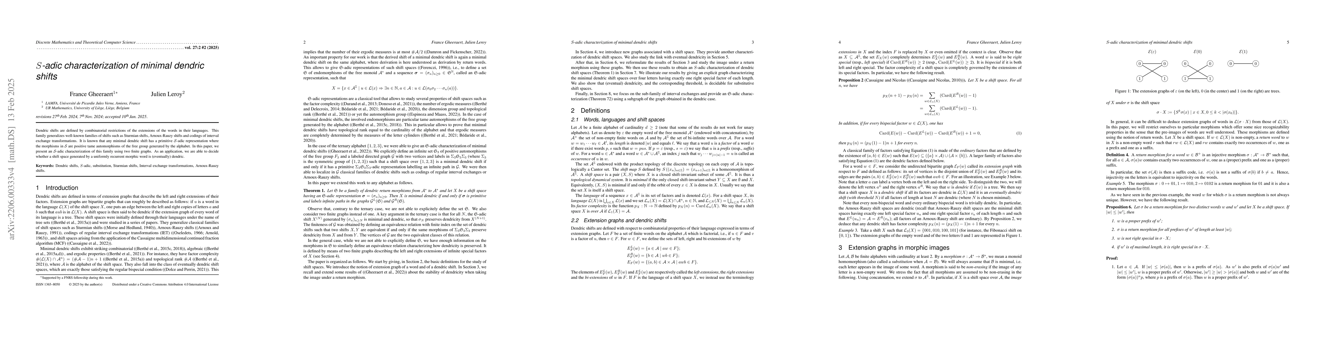 Thumbnail for $\mathcal{S}$-adic characterization of minimal dendric shifts
