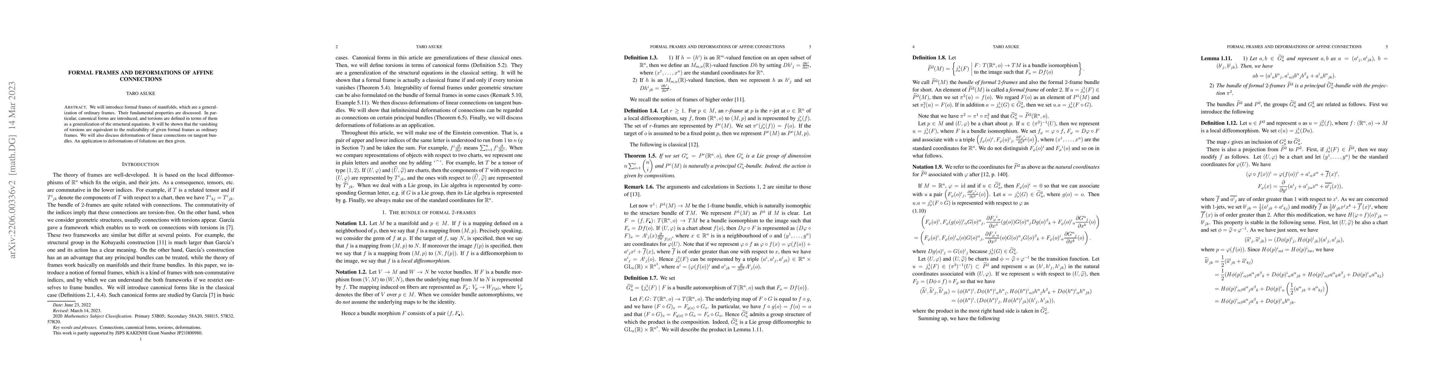 Thumbnail for Formal frames and deformations of affine connections