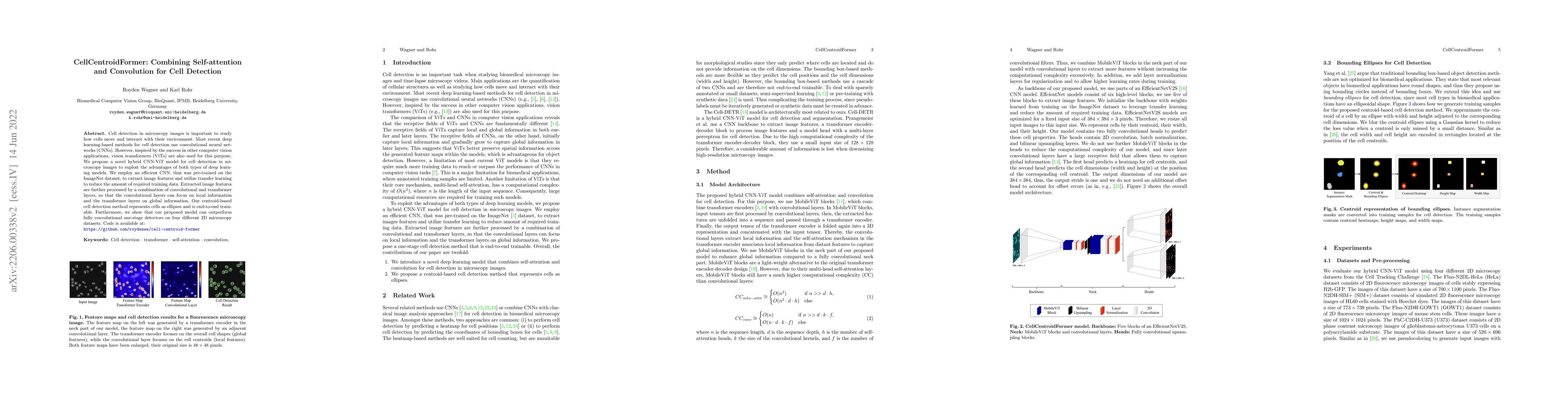 Thumbnail for CellCentroidFormer: Combining Self-attention and Convolution for Cell
  Detection