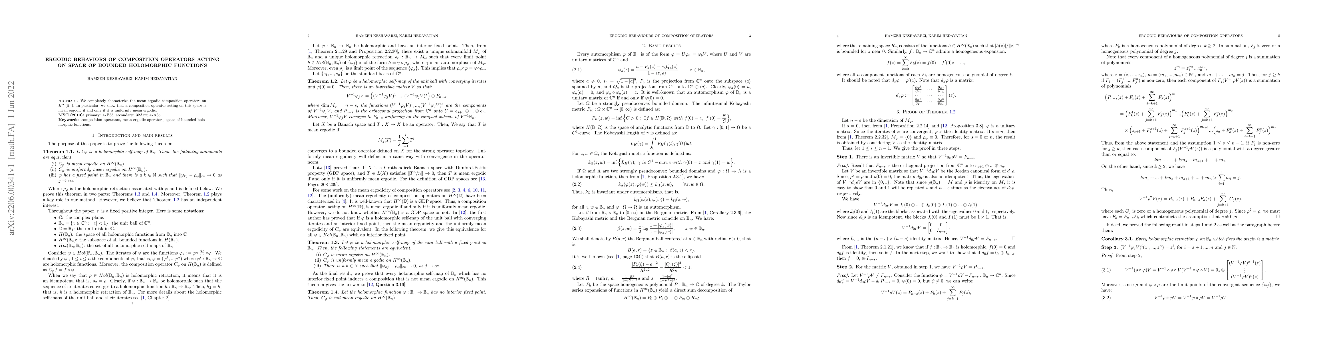 Thumbnail for Ergodic behaviors of composition operators acting on space of bounded
  holomorphic functions