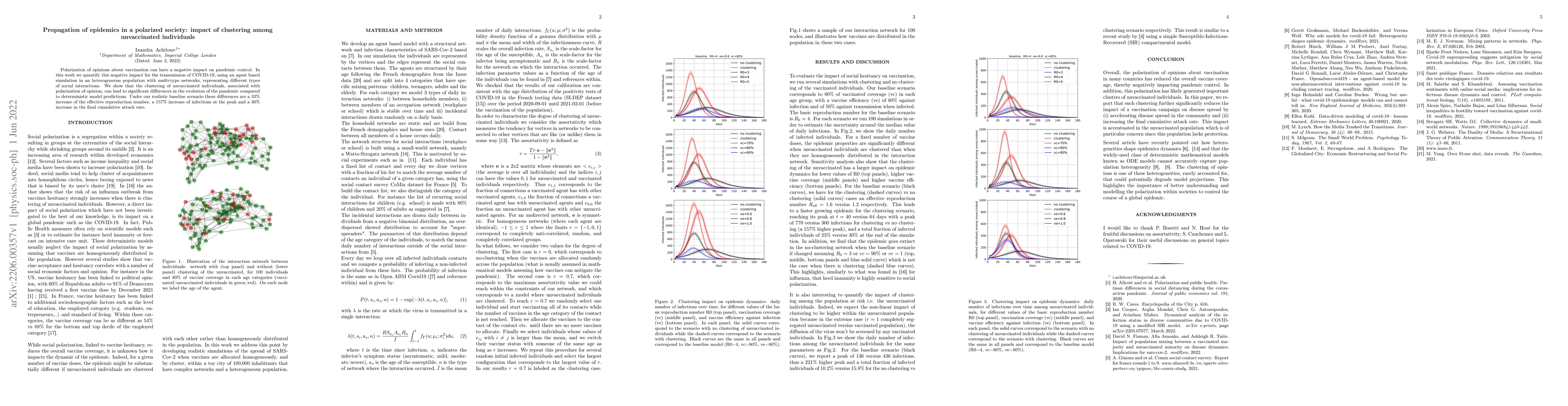 Thumbnail for Propagation of epidemics in a polarized society: impact of clustering
  among unvaccinated individuals