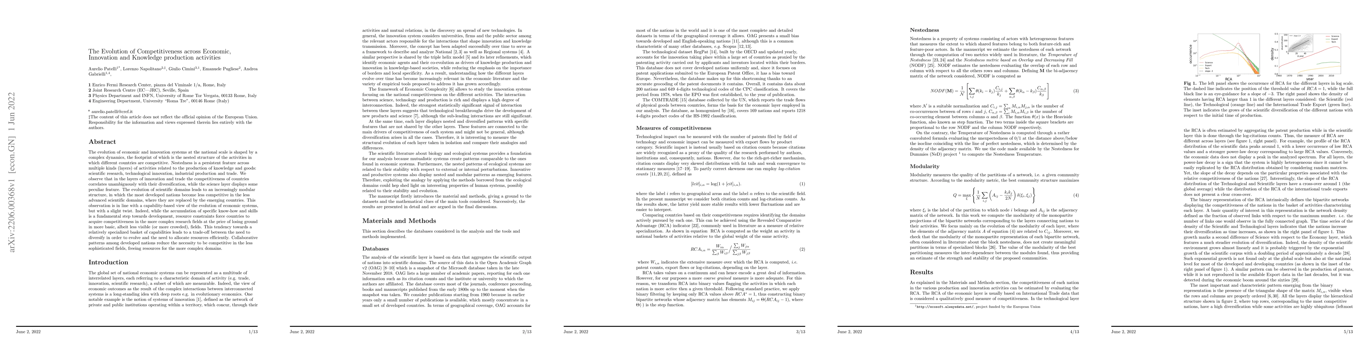 Thumbnail for The Evolution of Competitiveness across Economic, Innovation and
  Knowledge production activities