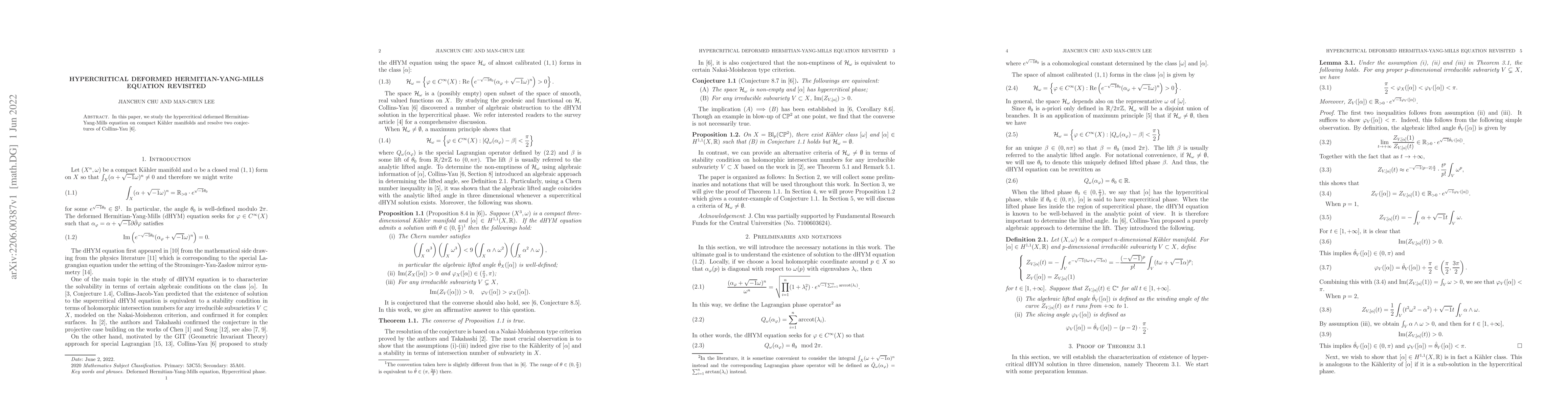 Thumbnail for Hypercritical deformed Hermitian-Yang-Mills equation revisited