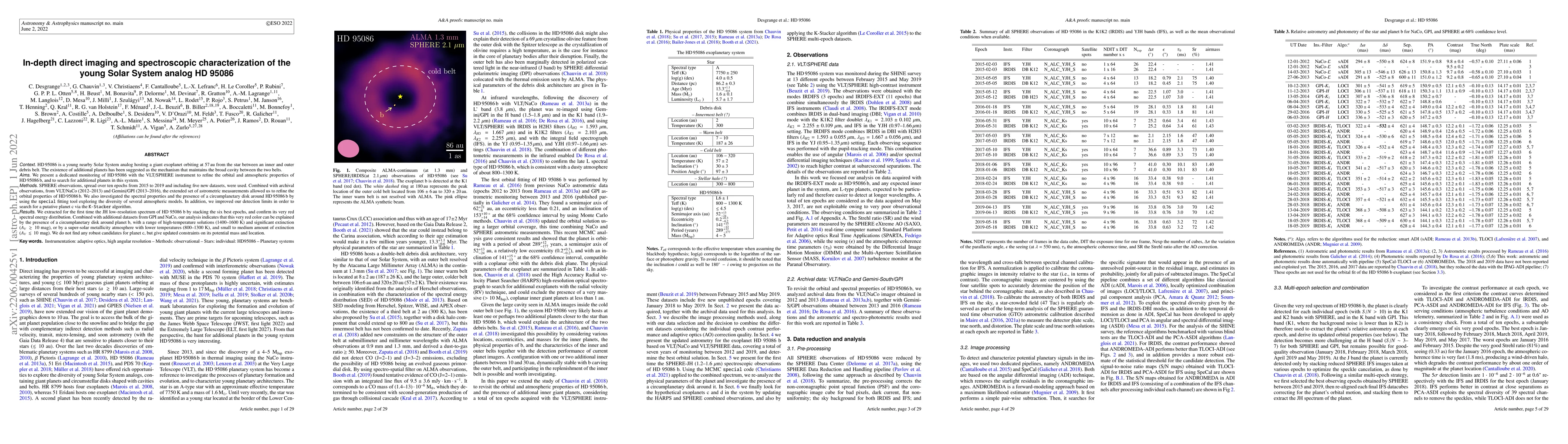 Thumbnail for In-depth direct imaging and spectroscopic characterization of the young
  Solar System analog HD 95086