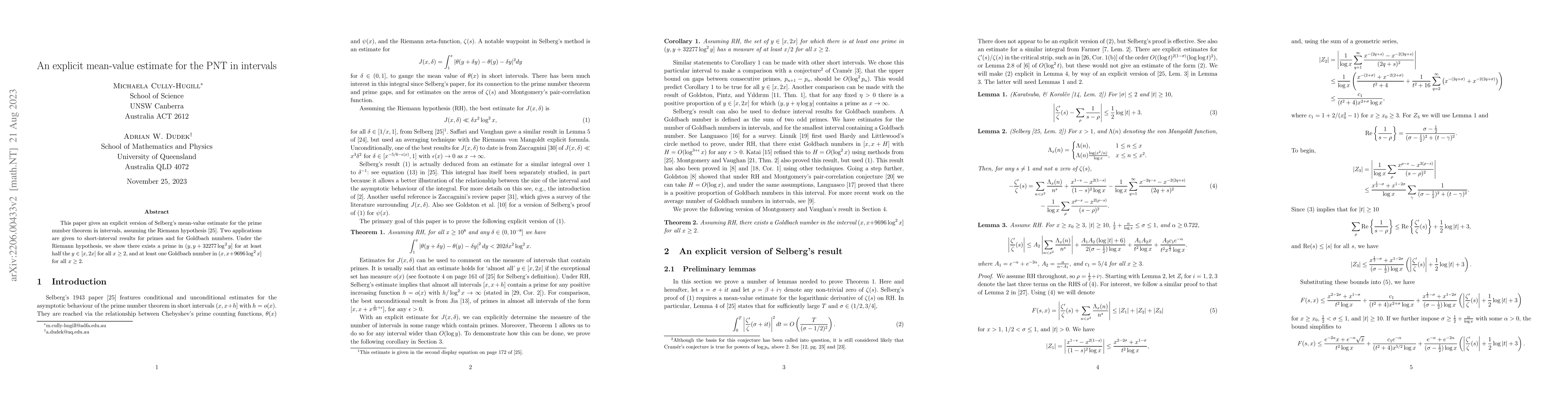 Thumbnail for An explicit mean-value estimate for the PNT in intervals
