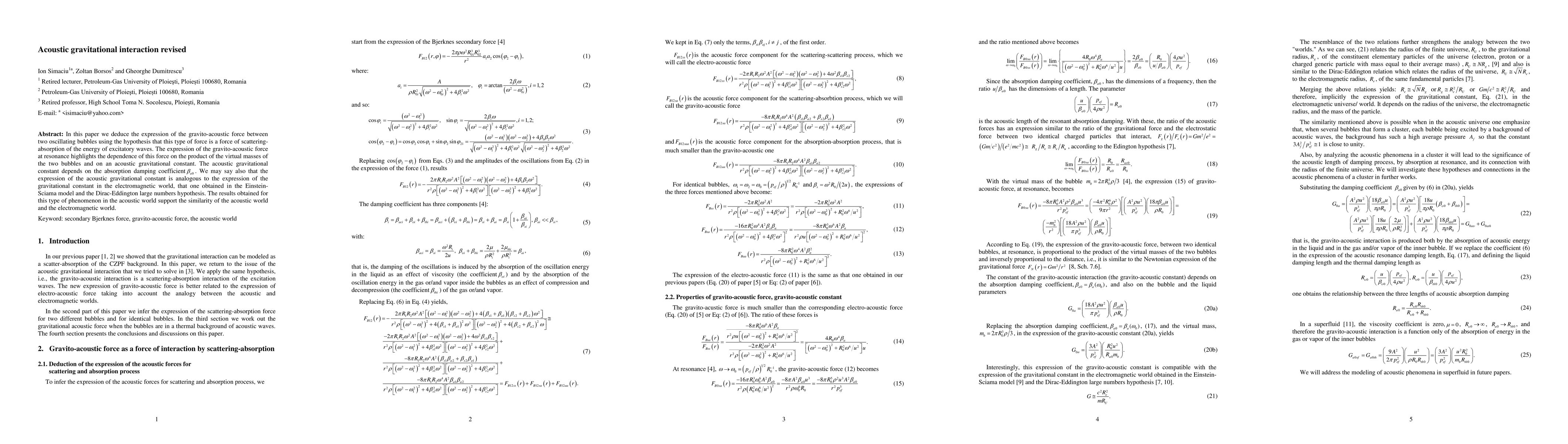 Thumbnail for Acoustic gravitational interaction revised
