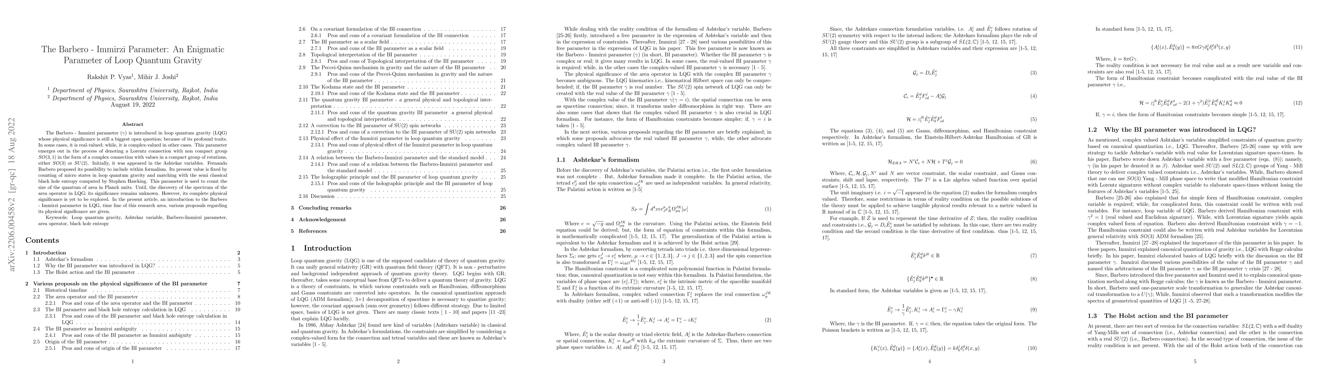 Thumbnail for The Barbero-Immirzi Parameter: An Enigmatic Parameter of Loop Quantum
  Gravity