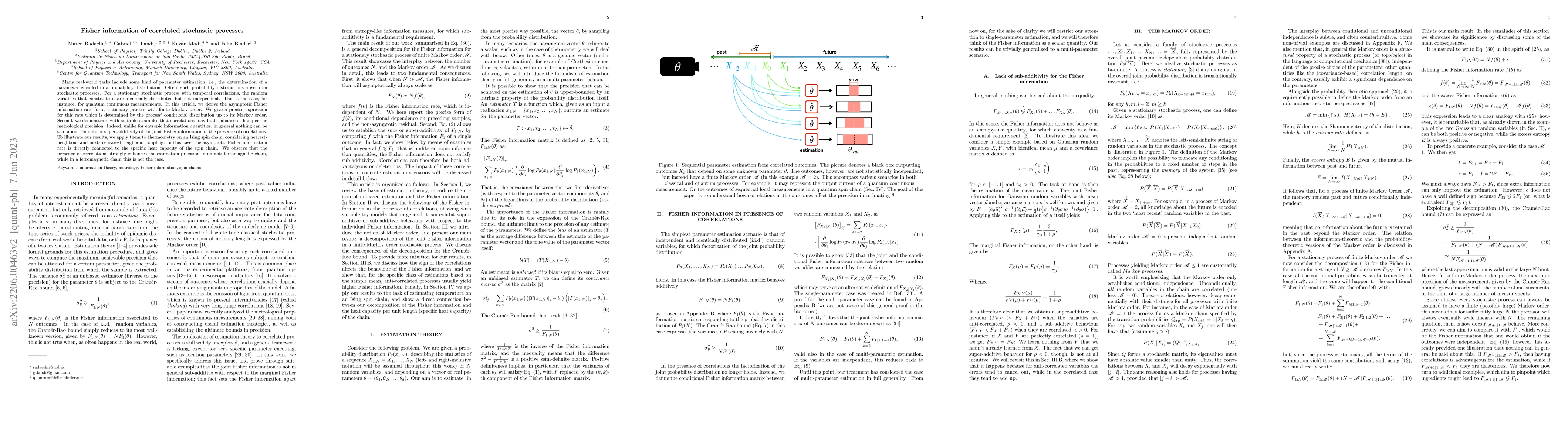 Thumbnail for Fisher information of correlated stochastic processes